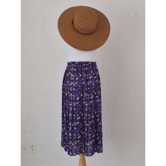 Vintage 90s Floral Botanical Poly/Rayon Midi‎ Skirt size 12 | 34waist - Picture 3 of 9